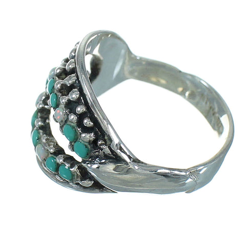 Authentic Sterling Silver Turquoise And Opal Southwest Ring Size 8-1/2 YX68892